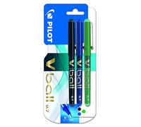 Pilot Vball 7 - Bolígrafo de punta fina y tinta negra (punta rodante de 0,7 mm, paquete 3 unidades, color Assorted