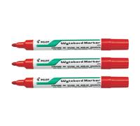 Pilot WhiteBoard Marker Rotulador para Pizarra Blanca Punta Cónica 4mm Recargable Tinta Alcohol Libre de Xileno, color Rojo (Pack de 3 Uds.)