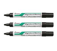 Pilot WhiteBoard Marker Rotulador para Pizarra Blanca Punta Cónica 4mm Recargable Tinta Alcohol Libre de Xileno, color Negro (Pack de 3 Uds.)
