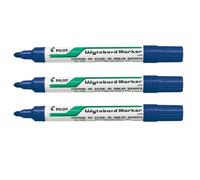 Pilot WhiteBoard Marker Rotulador para Pizarra Blanca Punta Cónica 4mm Recargable Tinta Alcohol Libre de Xileno, color Azul (Pack de 3 Uds.)