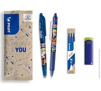 PILOT x NARUTO - Caja de 2 uds FriXion + 1 set de 3 recambios & 1 goma de borrar - Bolígrafo borrable - Naruto Shipudden Edición Limitada - Bolígrafos roller recargables - Azul - Punta media