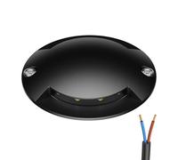 ledscom.de Lámpara LED de suelo, baliza de señalización RUNDA para exteriores, IP67, 2 llamas, negra, redonda, 70mm Ø, blanco cálido