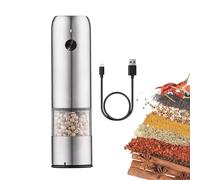 Pimienta AutomatElectric - Pimienta automática | Salero y pimentero recargable por USB | Núcleo de molienda de cerámica, grosor ajustable, de sal portátil para,