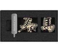 Moleskine – Set de pins Año del Caballo – Negro con acabado dorado para cuadernos y agendas