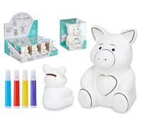 PINCELLO Hucha Cerdito Cerámica con 4 Rotuladores