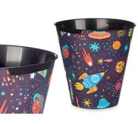 Pincello Papelera Redonda de Plástico Estampado Espacio