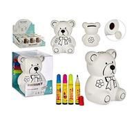 Pincello S3607072 Hucha para Pintar Oso, Blanco, Cerámica
