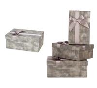 PINCELLO Set 3 Cajas Cartón Rectangular Antracita Rayas Lazo