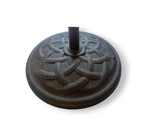 Pincho Base Sombrilla Pie de Sombrilla Terraza Exterior, Parasol Jardin, Base Pesada de Resina Cemento con Diseño Decorativo Negro, Adaptable 38-48 mm, Ø55 cm, 19 kg para Jardin y Patio