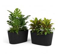 Pincho Macetas Rectangulares Plástico - Jardinera Rectangular Exterior Negro, Macetas Decorativas Interior, Maceta Interior con Drenaje, Macetas Plástico Rafia, Tiesto Rectangular - 29x16x15 cm (2)