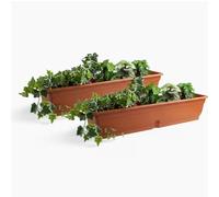Pincho Macetero Rectangular Exterior - Jardinera Balcon, Macetas Rectangulares Plastico, Macetero Rectangular Marron, Macetas Exterior Grandes Resistente - 80x20x16cm Plastico (2)