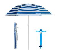 Pincho Sombrilla de Playa de Acero con Recubrimiento antióxido .180 cm de diámetro. 8 Varillas de Acero. Factor protección Solar UPF 50+ (Marinera)