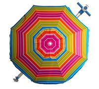 Pincho Sombrilla Playa Grande 200 cm, Antiviento Hasta 35 Km/h, Proteccion UV 50, Aluminio, 8+8 Varillas Fibra de Vidrio, Tubo 22-25 mm, Palo Reclinable, Montaje Rapido 30 Segundos, Bolsa Transporte