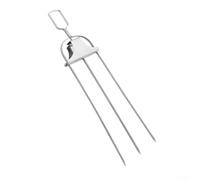 Pinchos planos de acero inoxidable con diseño de triple punta con empujador para Shish Kabob - Accesorios reutilizables para parrilla de barbacoa de 15 pulgadas (1 tenedor de parrilla)