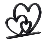 Pineeseatile Decoración de corazón, Escultura de decoración de corazón Negro, diseño Triple Hueco Moderno, Estante pequeño para el hogar, 5, 12 Pulgadas, Decoraciones