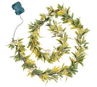 Pineeseatile Garland de muérdago 71 Garland de Navidad Artificial Mortletoo Vines con Luces Garland de vegetación Decorativa con Bayas Blancas, sin batería