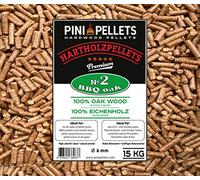 PINI Grillpellets 15 kg - Pellets de madera 100% roble No2 para asar, ahumar, también para hornos de Pizza operados con pellets