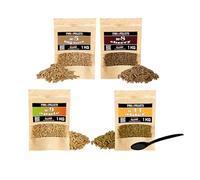 PINI Juego de pellets de madera natural, 4 unidades, 1 kg, para ahumador, selección de 4 variedades, pellets de haya nº 5, pellets de cereza nº 8, pellets de manzana nº 9, pellets de aliso nº 11