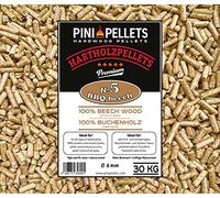 PINI Pellets de madera dura 100% haya № 5 BBQ Beech 30 kg Grillpellets para asar, ahumar, calentar