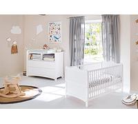 PINOLINO Cama infantil Florentina con somier de láminas y cambiador con cambiador, decoración blanca