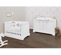 PINOLINO Emilia - Juego de ahorro para habitación infantil (2 piezas, con cuna y cambiador extraancho, acabado mate), color blanco