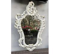 Pintici - Espejo de pared ovalado antiguo estilo barroco para baño, 50x76 cm, espejo de lujo ovalado para pasillo (dorado blanco)
