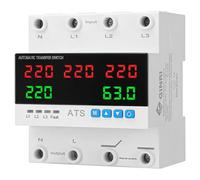 PintoHardware Interruptor de Transferencia Automática Trifásico ATS Solar 63A con Protector de Voltaje y Límite de Sobrecorriente - Conmutador de Fases 3F para Red y Energía Solar