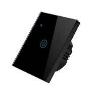 PintoHardware Interruptor negro Inteligente Táctil WiFi, 86mm, 1 Botón Panel de Vidrio Negro, 1 Gang 1 Via Compatible con Alexa, Google Home y Apple HomeKit, Control por Voz