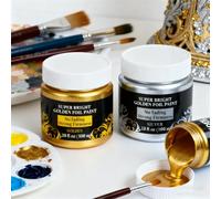 Pintura acrílica metálica resistente al agua, 100ml/3,4oz, dorada/plateada | Para colorear pigmentos de grafiti pintados para ropa de mano DIY Golden with brush
