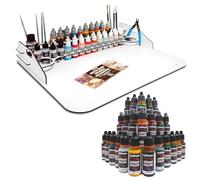 Pintura Acrilica Vallejo Xpress Color CON Paint Station Grande Silu - Pack Completo 24 Pinturas - Nueva Gama Reformulada - Organizador Vallejo - Pintar Warhammer 40k - Miniaturas - Fácil y Rápido de