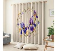 Pintura de acuarela Cortina Ocultante Lote de 2 coronas Iris Vid cortina térmica aislante, 75 x 166 cm, antifrío y calor, cortinas opaca con ojales, dormitorio, hogar, salón, decoración