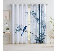 Pintura de tinta para cortina opaca (2 unidades), color azul, cortina térmica aislante, 85 x 200 cm, antifrío y calor, cortinas opaca con ojales, dormitorio, hogar, salón, decoración