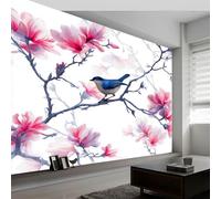 Pintura En Acuarela De Pájaros Flores Magnolia Papel pintado fotográfico tejido no tejido 200 x 140 cm murales decorativos modernos para pared Blanco, póster de pared para habitación infantil y salón