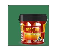 PINTURAS DECOLOR DECORTEX LISO PREMIUM - Pintura revestimiento impermeabilizante para fachadas. (4 litros). VERDE FRONTÓN