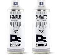 PINTUSOL Esmalte Brillante Blanco en Spray RAL 9010, Acabado Brillo, Resistencia UV Alta Opacidad, Fácil Aplicación, Multisuperficie Madera Metal Plástico, Pintura Profesional Blanca Espray 400ml