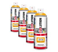 PINTY PLUS EVOLUTION 591 Pintura Spray Acrílica Brillo 520cc Melon Yellow, Amarillo Ral 1028, 0.6 (Paquete de 4)
