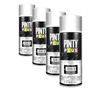 PINTY PLUS Pintura en spray BASIC 520cc Satin. Negro 9005 (Paquete de 4)
