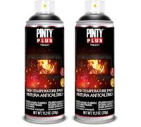 PINTY PLUS TECH 204 Pintura spray 520cc Anticalórica negro A104, Estándar (Paquete de 2)