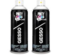PINTYPLUS ART & CRAFT Imprimacion Gesso spray 520cc, Blanco, Estándar (Paquete de 2)