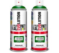 PINTYPLUS EVOLUTION 403 Pintura Spray Acrílica Brillo 520cc Emerald Green Ral 6001, Verde Esmeralda, Estándar (Paquete de 2)