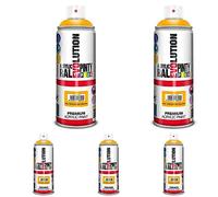PINTYPLUS EVOLUTION 591 Pintura Spray Acrílica Brillo 520cc Melon Yellow, Amarillo Ral 1028, 0.6 (Paquete de 5)