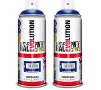 PINTYPLUS EVOLUTION Azul Pintura spray Acrílica Brillo 520cc Ultramarie Blue Ral 5002, 300 g (Paquete de 2), 400