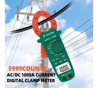 Pinza amperimétrica digital AC/DC de 1000 A, valores eficaces verdaderos, con detección NCV y medición de voltaje: probador eléctrico industrial de alta resistencia