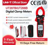 Pinza amperimétrica UNI-T UT207B UT208B AC DC, multímetro Digital, amperímetro, alicates, probador de corriente de inrush, herramientas de taller UT207B