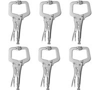 Pinza de sujeción robusta extensible - Juego de abrazaderas para carpintería - 6 unidades - Almohadillas ajustables - Niquelada - Juego de abrazaderas