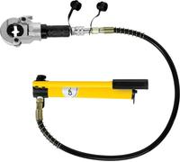 Pinza hidráulica para prensar - Pinza para prensar tubos - Fuerza de prensado: 6 toneladas - Diámetro de tubos (V): 12–28 mm - Diámetro de tubos (TH): 16–32 mm - Carrera: 16 mm - Para tubos de PEX/PB/