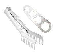 Pinza para Espaguetis Acero Inoxidable con Medidor de Pasta 4 Agujeros, Pinza Servicio Forma Peine, Herramienta Porción para Cocina, 24cm Pinza & 18cm Medidor