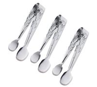 Pinzas de acero inoxidable para alimentos 3 uds Mini pinzas for servir, de cubo azúcar rosa acero inoxidable 4 pulgadas, pequeñas for hielo, for aperitivos for fiesta té y café Ap(3PCS Silver)