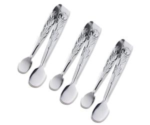 Pinzas de acero inoxidable para alimentos 3 uds Mini pinzas for servir, de cubo azúcar rosa acero inoxidable 4 pulgadas, pequeñas for hielo, for aperitivos for fiesta té y café Ap(3PCS Silver)