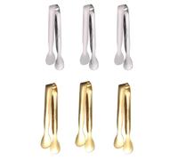 Pinzas De Acero Inoxidable Para Hielo Cubitera Bar Cocina, Utensilios Pinza Para Coger Cubitos Ice Cube Clamps Accesorios Hosteleria Jamón Chuches Dulces Food Aves Las Cosas (3 dorado+ 3 plata)